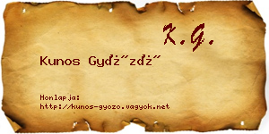 Kunos Győző névjegykártya